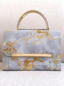 Sac bleu ciel imprimé doré