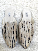 Babouches rayées noir/beige