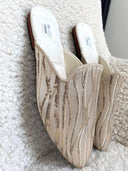 Babouches rayées taupe