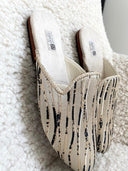 Babouches rayées noir/beige